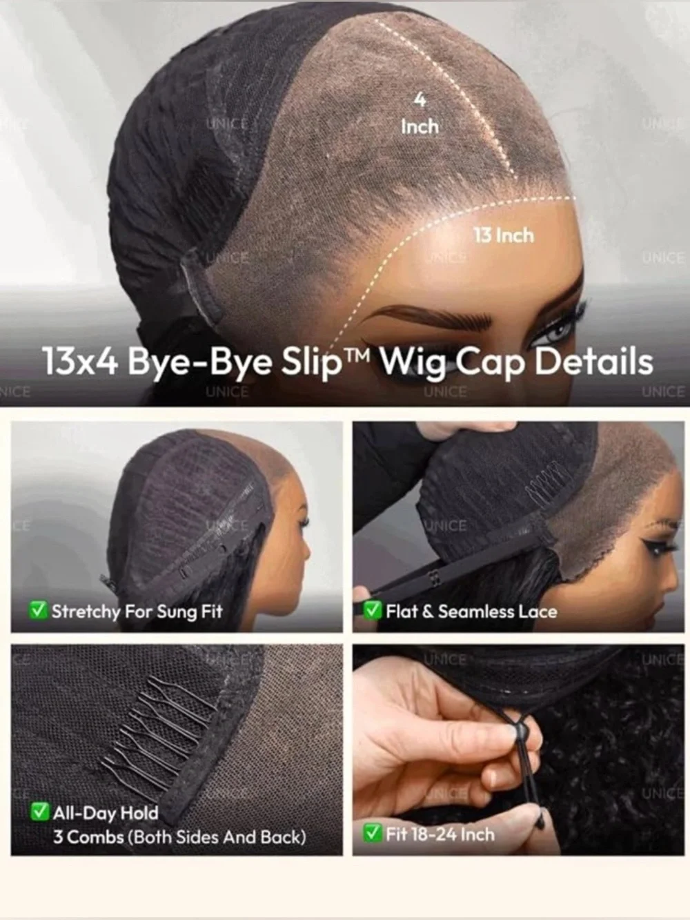 UNICE 2 in 1 Straight & Water Wave Human Hair 20 Inch Wig